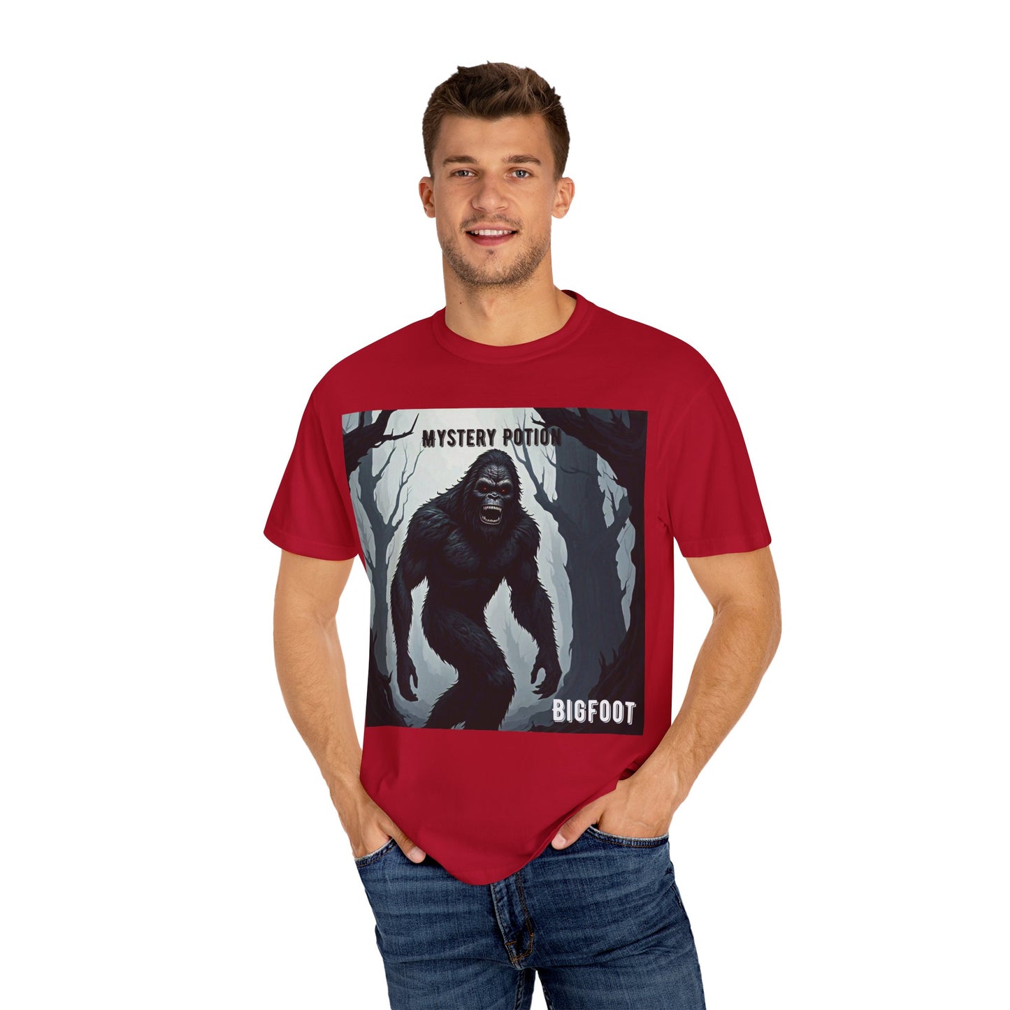 Bigfoot by Mystery Potion T-shirt, Unisex Statement Tee, Gift for Nature Lovers, Outdoor Adventure Shirt, Fun Graphic Tee