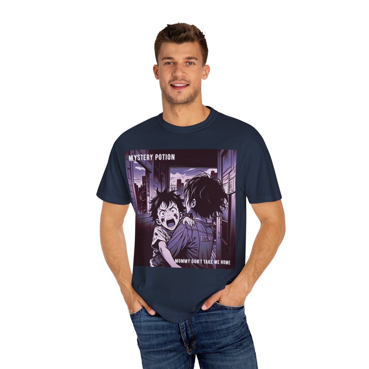 'Mommy Don't Take Me Home' by Mystery Potion, Unisex T-Shirt – Anime Graphic Tee, Casual Wear, Gift for Teens, Pop Culture Apparel, Unique Graphic Tee