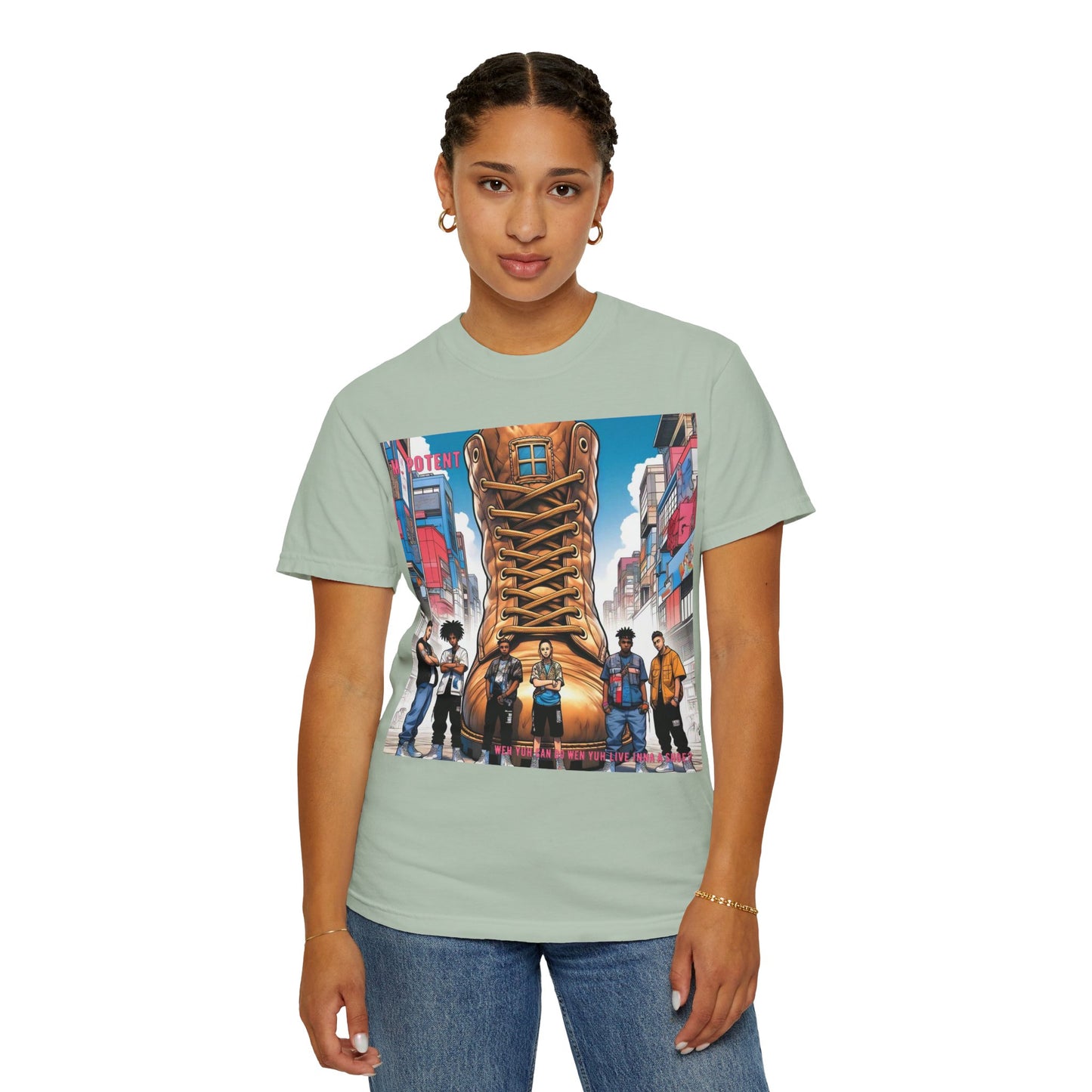 Urban-Inspired "What Can You Do When You Live In A Shoe?" Graphic Tee, Streetwear T-shirt, Casual Wear, Hip Hop Fashion, Birthday Gift, Unisex T-shirt with Bold Design