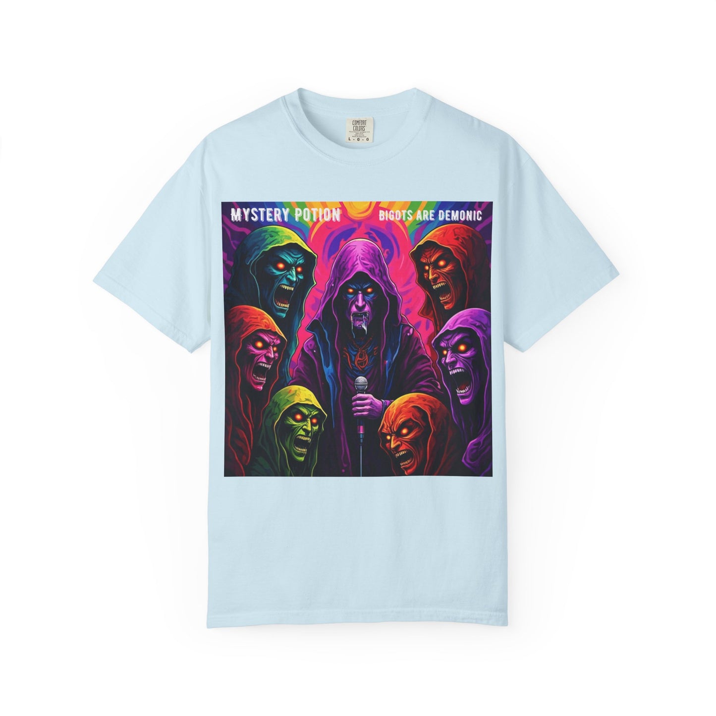 Mystery Potion Graphic Tee | Unisex Halloween T-shirt, Spooky Gift, "Bigots Are Demonic" Graphic Shirt, Witchy Apparel, Unique Casual Wear