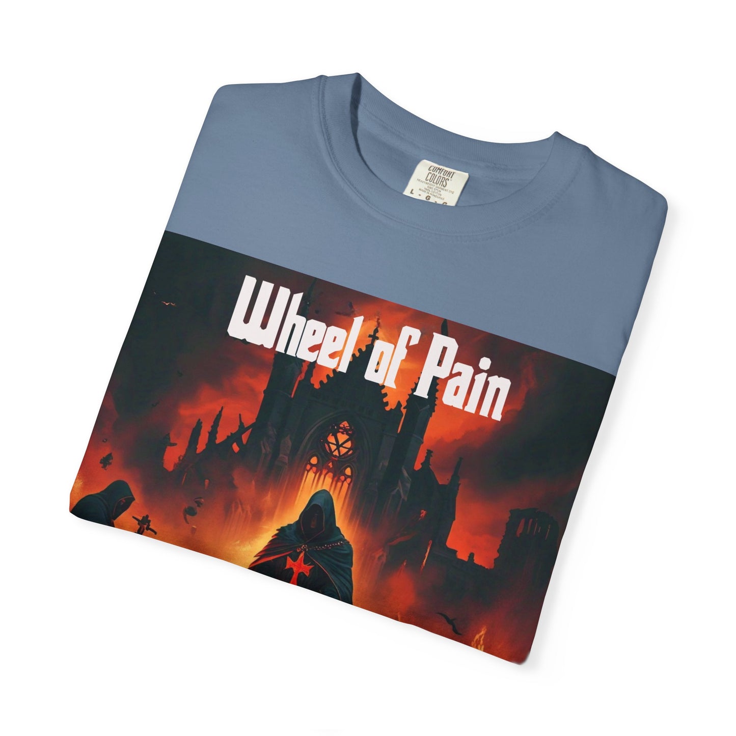 Wheel of Pain Gothic Templar Graphic T-Shirt, Unisex Tee for Fans, Cool Gift for Music Lovers, Halloween Shirt, Retro Vintage Style