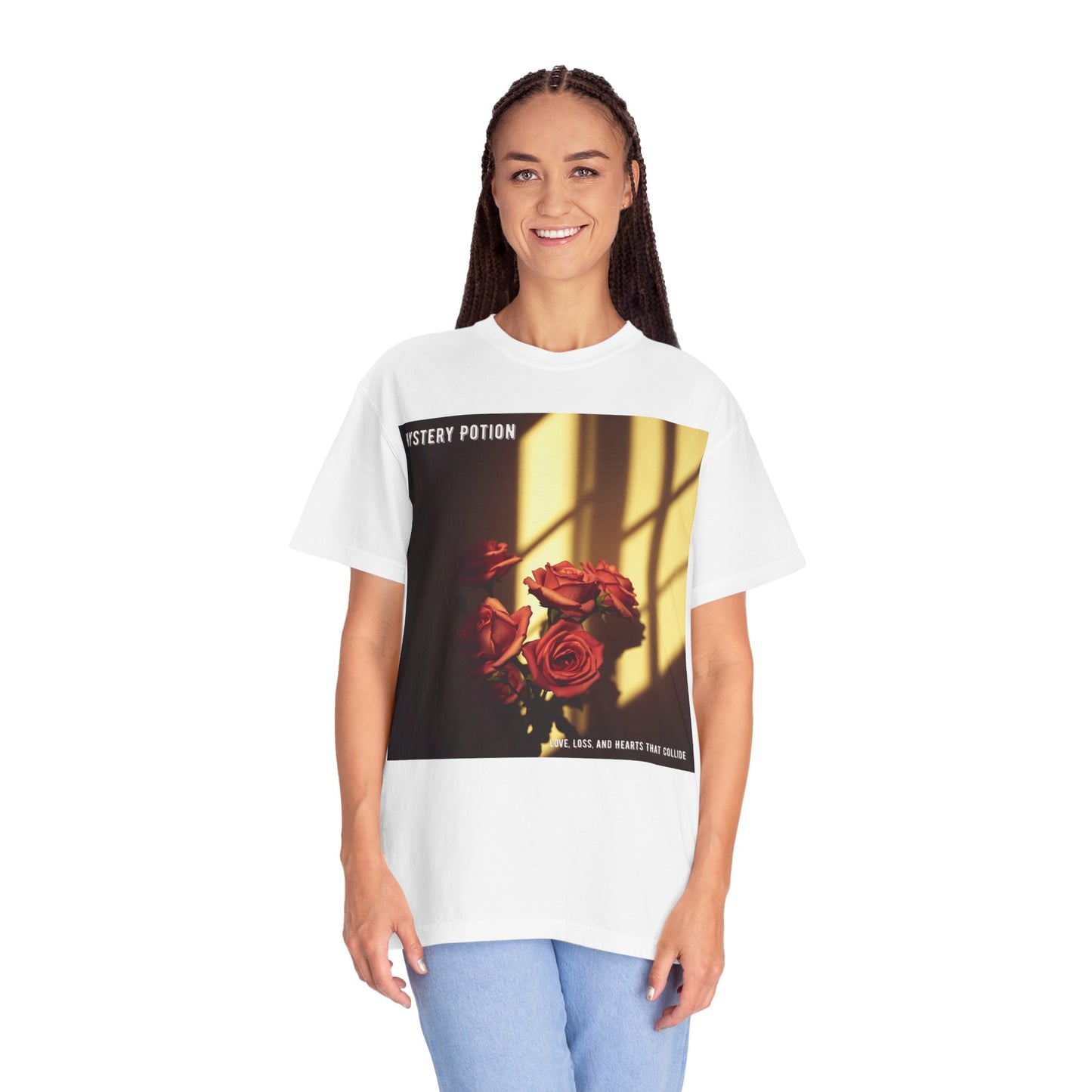 Mystery Potion Garment-Dyed Tee, Vintage Floral T-Shirt, Unisex Plant Lover Shirt, Gift for Her, Aesthetic Graphic Tee