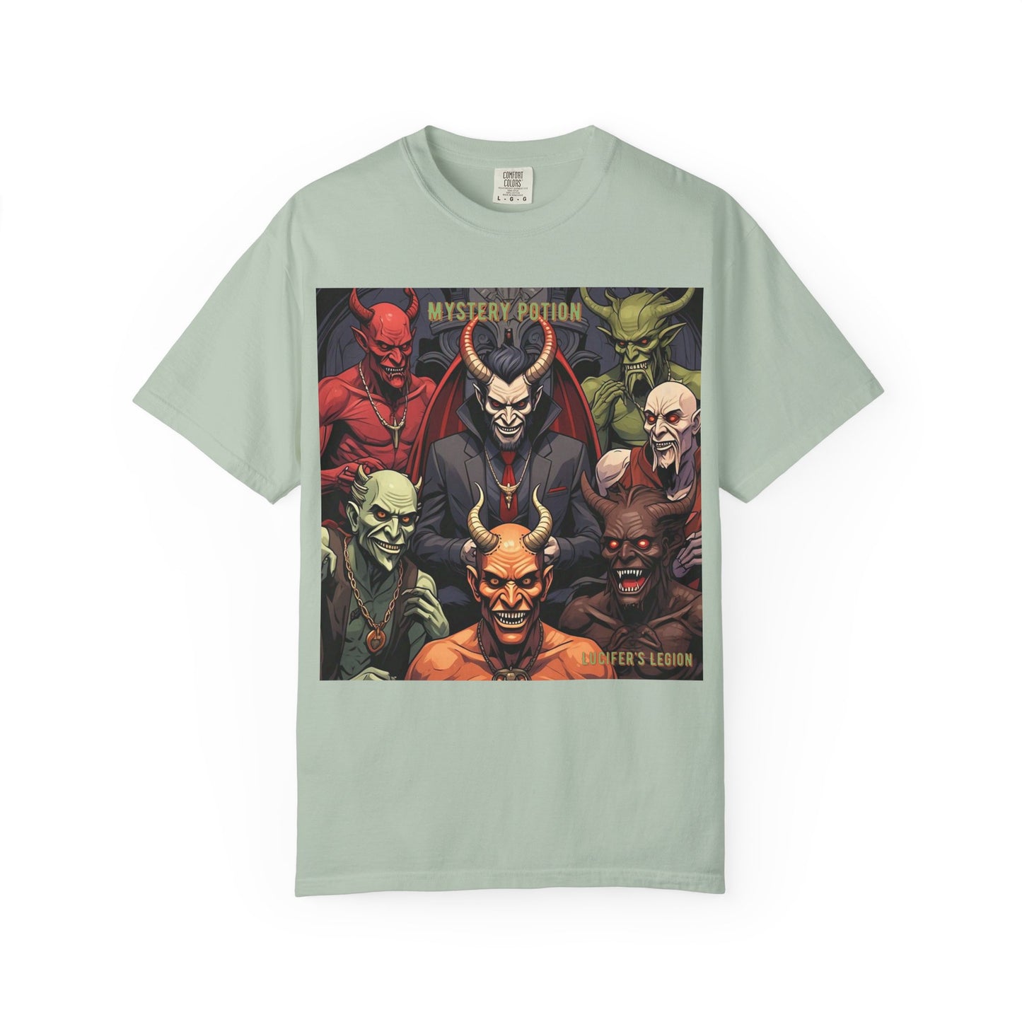 'Lucifer's Legion' by Mystery Potion, Unisex T-Shirt, Devil-Inspired Tee, Halloween Shirt, Comic Book Merch, Gift for Fans