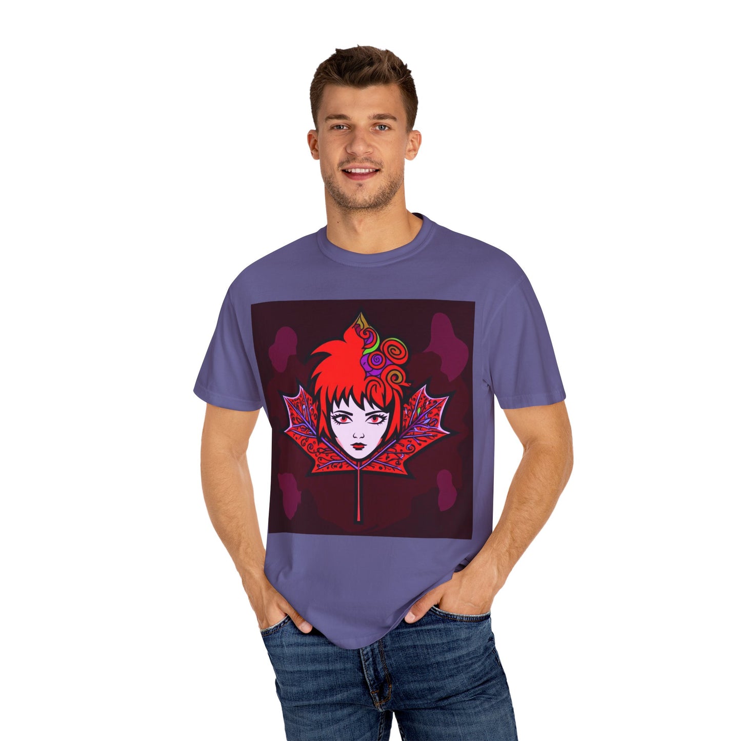 Emily The Maple Leaf Vibrant Art T-Shirt, Bohemian Graphic Tee, Unique Artwear, Gift for Art Lovers, Festival Clothing, Unisex Fashion, Canadian Patriots
