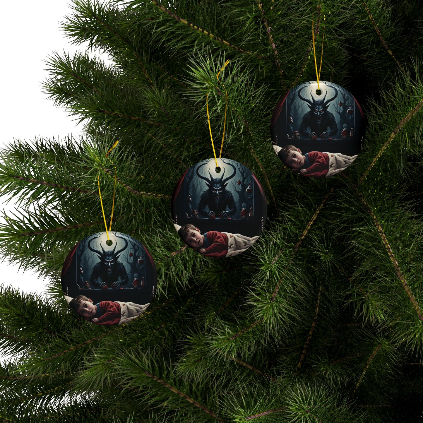 X-Mas 'Krampus is Coming' by Mystery Potion Gothic Holiday Ornaments, Unique Decor, Home Decor, Christmas Tree Decorations, Gift Ideas, Dark Aesthetic, 2-Sided Print