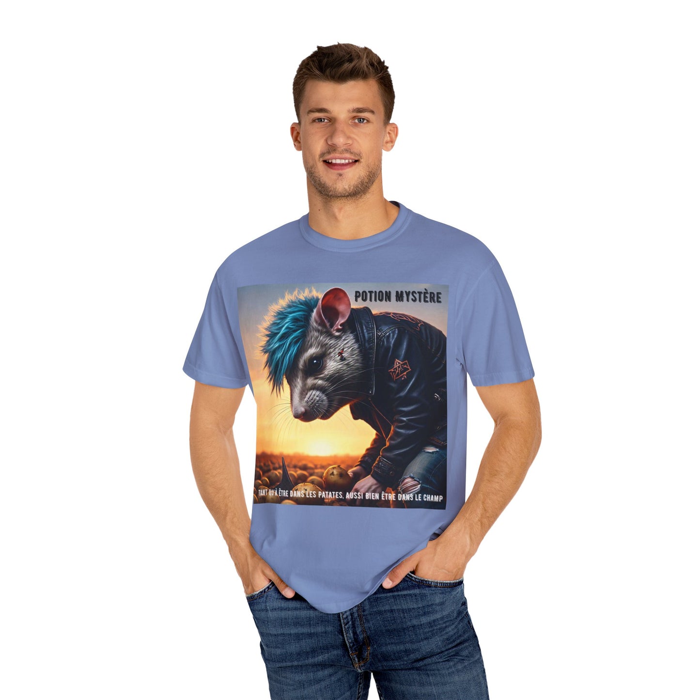Mystical Punk Rat Toiling The Field Graphic T-Shirt | Unisex, Art Tee, Unique Animal Print, Gift for Animal Lovers, Casual Wear