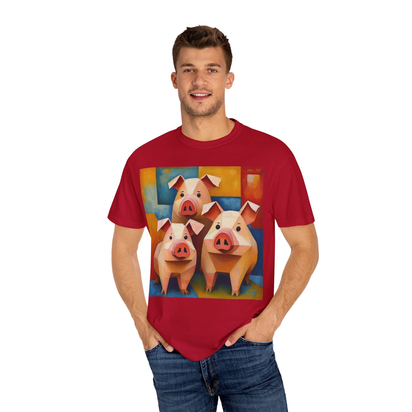 Pig Art T-Shirt, Funny Farm Tee, Animal Lover Gift, Unisex Graphic Tee, Cute Farmhouse Style, Casual Everyday Wear