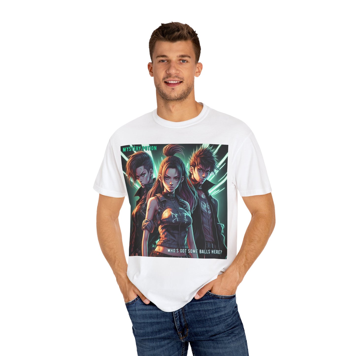 'Who's Got Some Balls Here?' by Mystery Potion, Unisex Graphic Tee, Trendy Gamer T-shirt, Anime Inspired Shirt, Gift for Him/Her, Casual Fashion