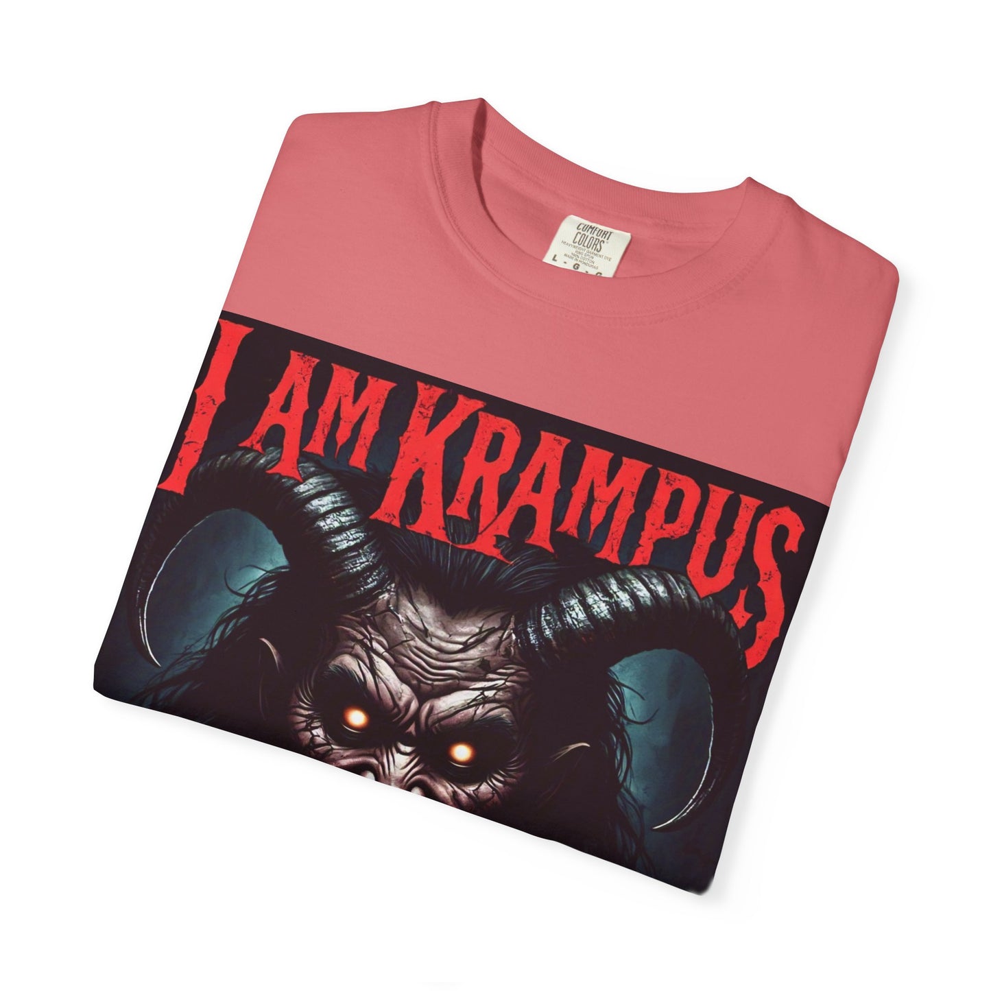 I Am Krampus Unisex Garment-Dyed T-Shirt | Spooky Graphic Tee for Christmas Horror Fans, Gifts, Party Wear, Festival Attire