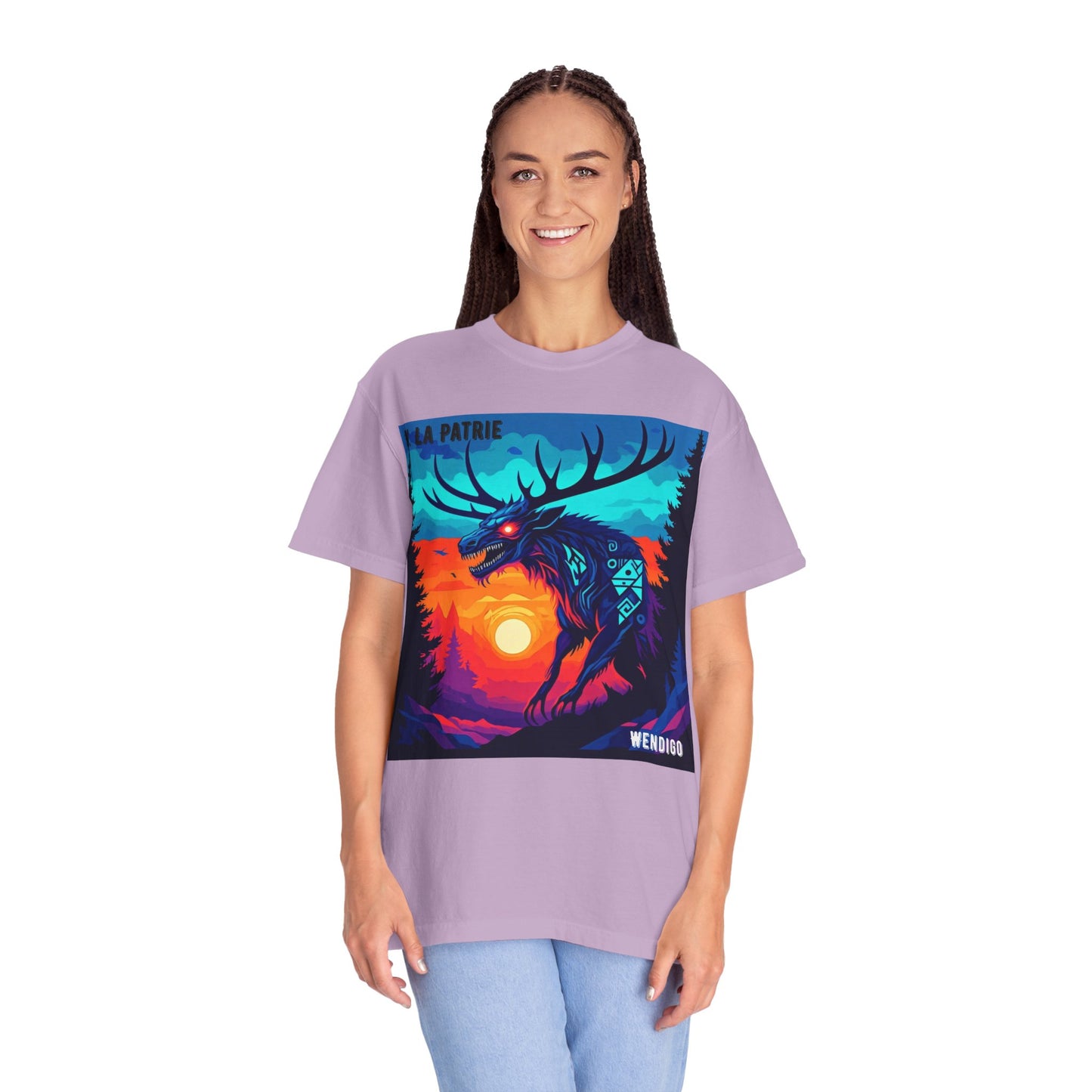 'Wendigo' par M. La Patrie, Vibrant First Nations Style Graphic T-Shirt, Unique Art Tee for Nature Lovers, Gift for Halloween, Cozy Casual Wear, Unisex Shirt