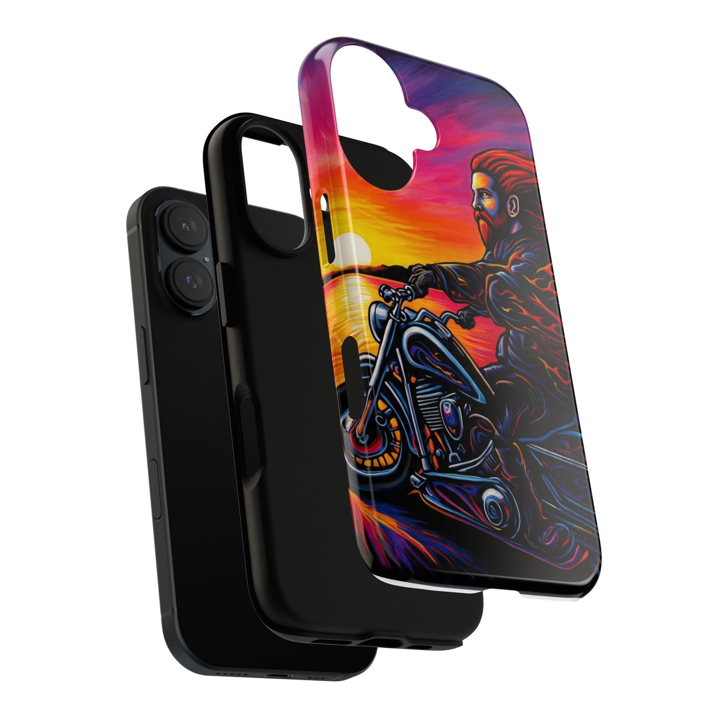 Motorcycle Phone Case, Tough Cases for Riders, Biker Accessories, Vibrant Phone Cover, Sunset Motorcycle Design