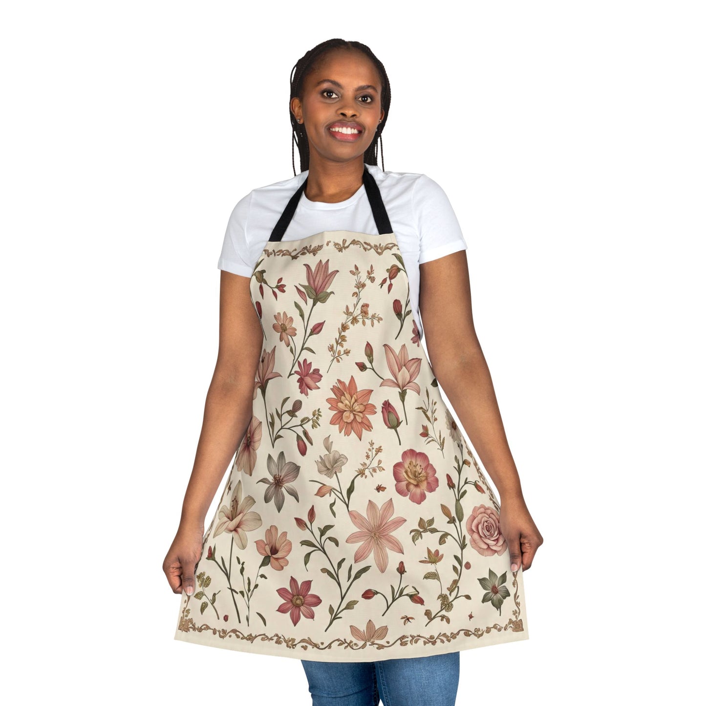 Floral Apron with 5-Color Straps, Perfect for Cooking, Baking, Gardening, Unique Gift for Chefs, Mother’s Day, Housewarming