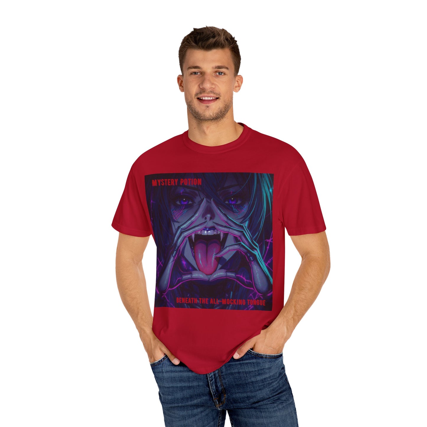 'Beneath The All-Mocking Tongue' by Mystery Potion Unisex Garment-Dyed T-shirt