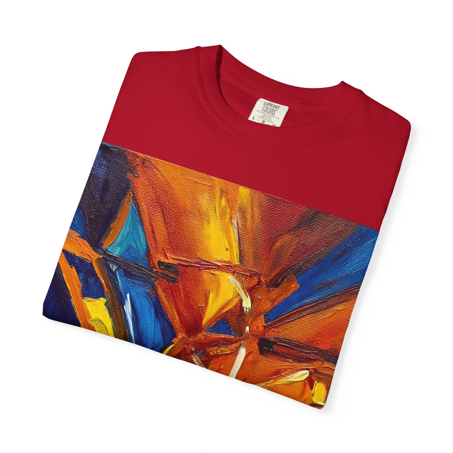 Vibrant Abstract Art T-shirt, Unisex Garment-Dyed Tee, Colorful Graphic Shirt, Stylish Artwear, Unique Gift Idea for Art Lovers