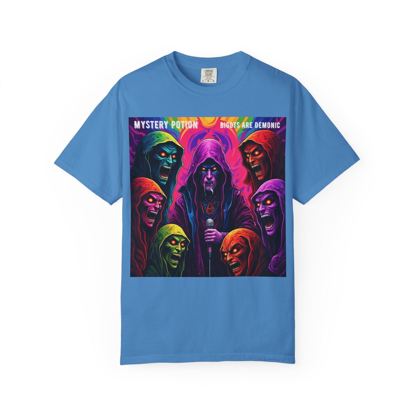 Mystery Potion Graphic Tee | Unisex Halloween T-shirt, Spooky Gift, "Bigots Are Demonic" Graphic Shirt, Witchy Apparel, Unique Casual Wear