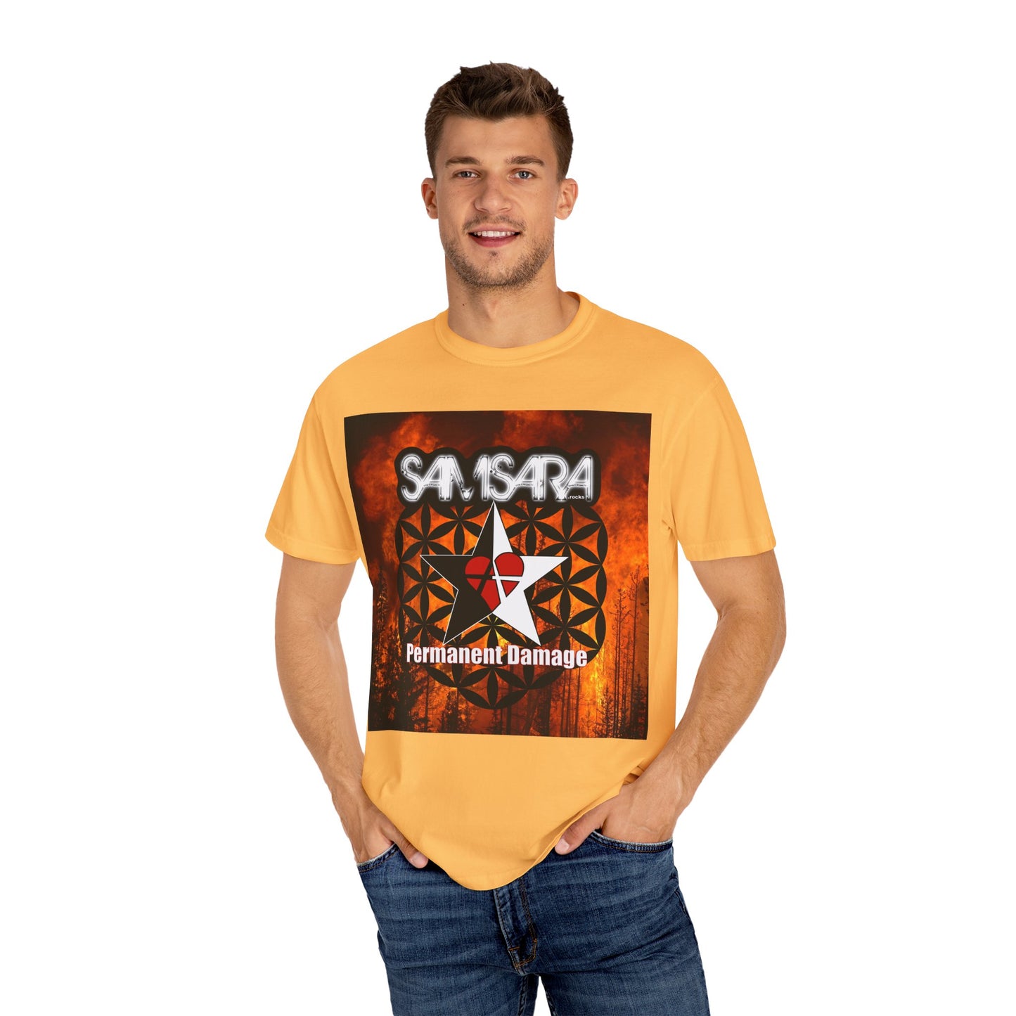'Permanent Damage' by Samsara, Bold Graphic T-Shirt, Music Festival Gear, Unisex Casual Tee, Unique Gift for Friends, Statement Apparel, Concert Outfit