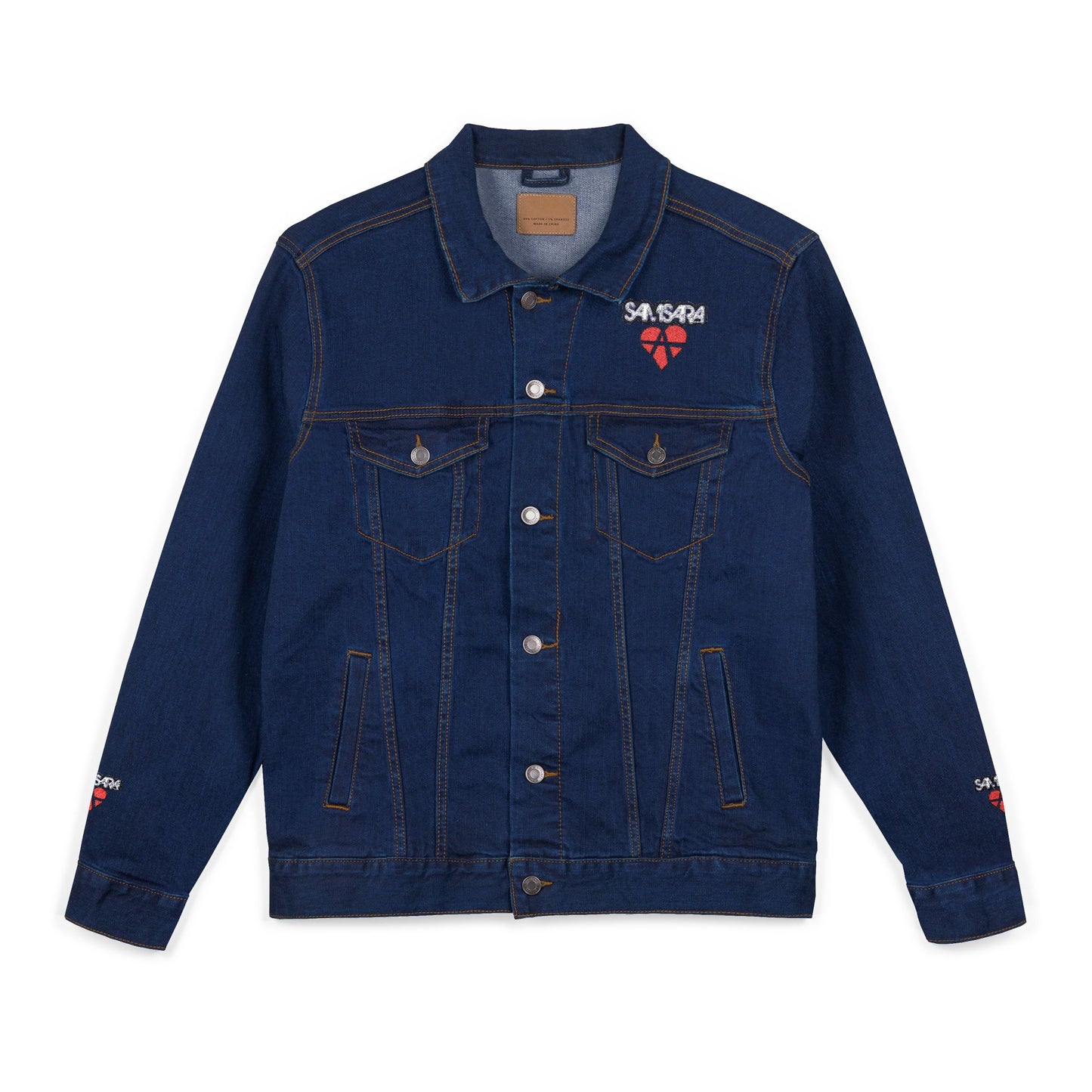 SAMSARA Rocks Stylish Unisex Embroidered Denim Jacket | Trendy Casual Wear, Street Style, Unique Gift, Layering Essential, Everyday Fashion