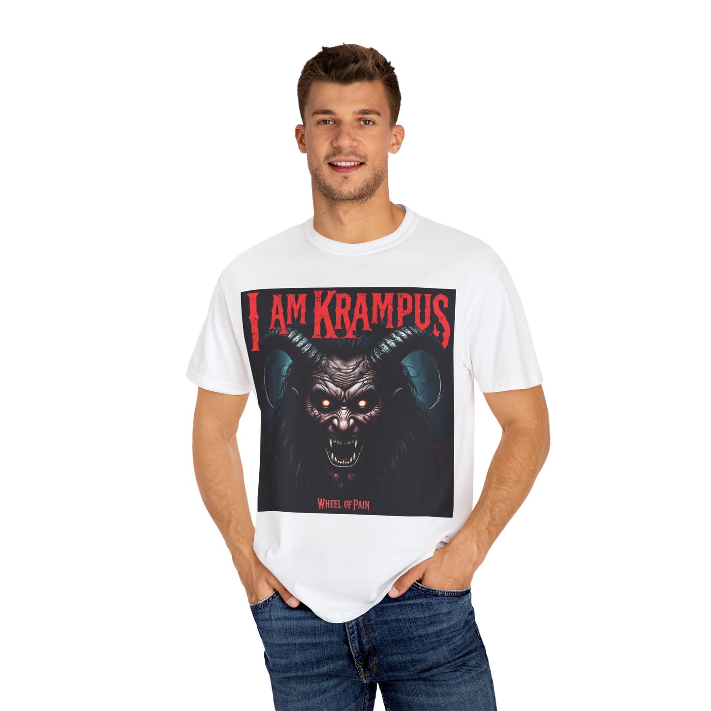 I Am Krampus Unisex Garment-Dyed T-Shirt | Spooky Graphic Tee for Christmas Horror Fans, Gifts, Party Wear, Festival Attire
