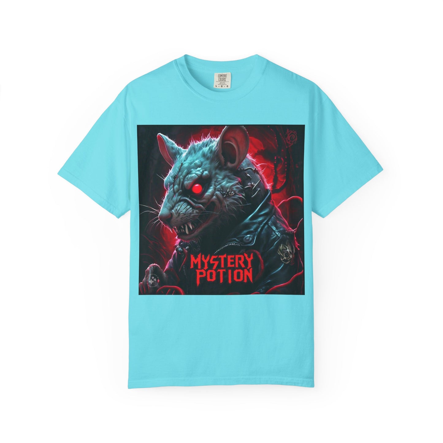 'Mystery Potion' Punk Rock Rat in Leather Jacket T-shirt, Rocker Tee, Original Logo