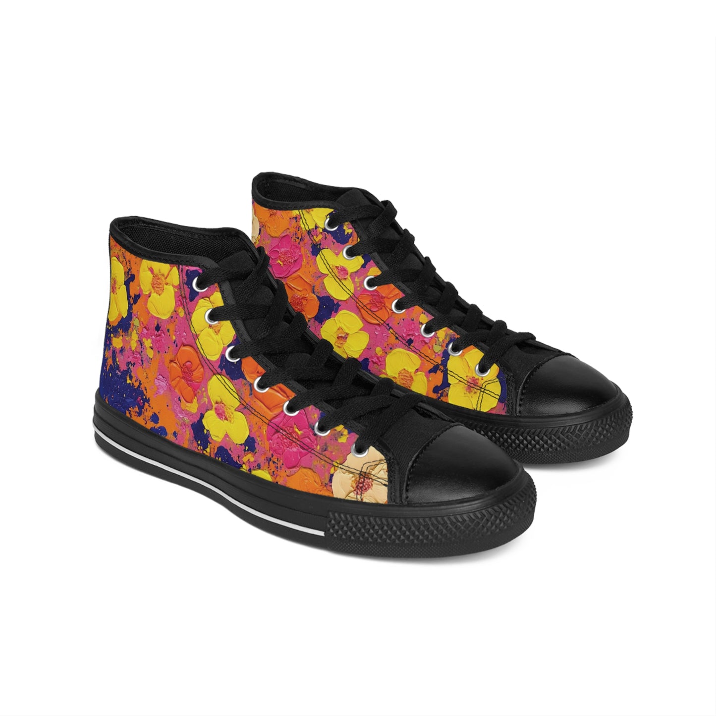 Floral High-Top Sneakers, Colorful Sneakers for Men, Trendy Casual Shoes, Spring Fashion Footwear, Unique Gift for Him