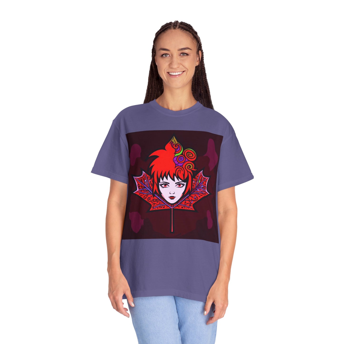 Emily The Maple Leaf Vibrant Art T-Shirt, Bohemian Graphic Tee, Unique Artwear, Gift for Art Lovers, Festival Clothing, Unisex Fashion, Canadian Patriots