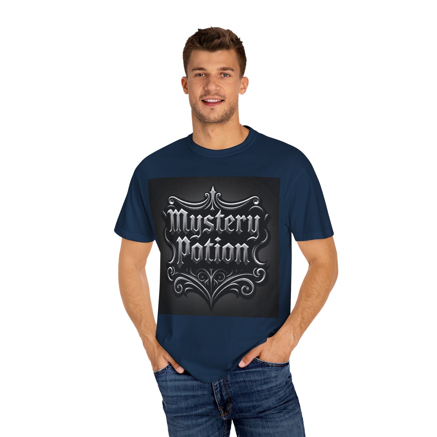 Mystery Potion Unisex Garment-Dyed T-shirt | Halloween Costume Shirt, Casual Wear, Themed Party Tee, Gift for Mystery Lovers
