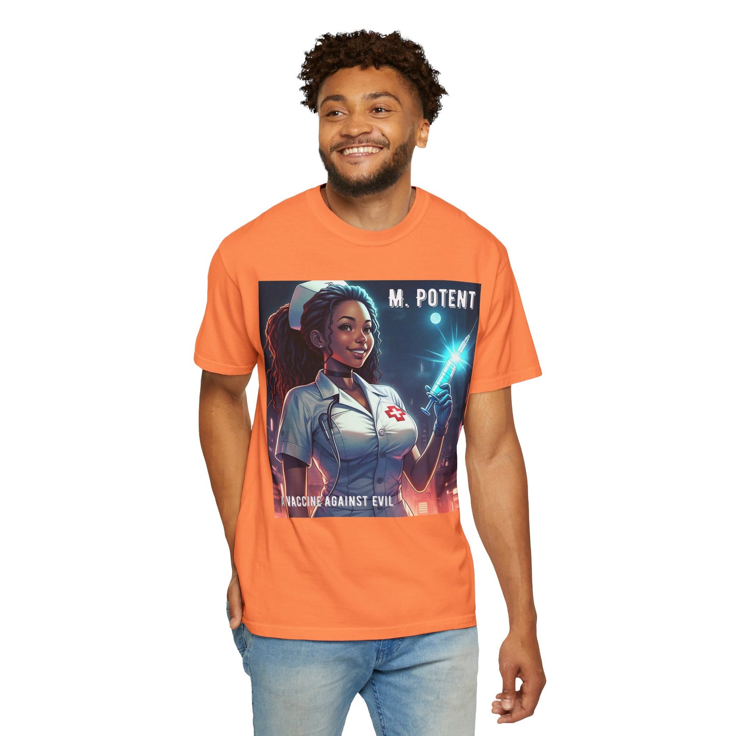 M. Potent's 'A Vaccine Against Evil', Medicine-Themed Unisex T-Shirt, Positive Vibes, Great for Nurses, Vaccination Awareness, Gift for Healthcare Workers