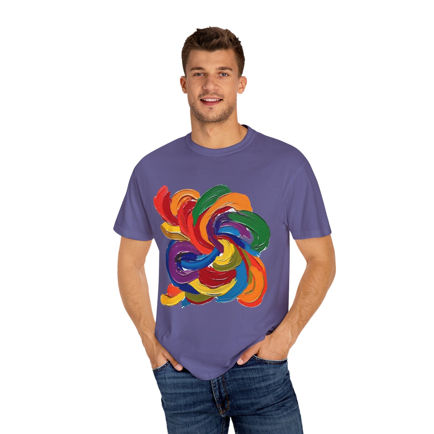 Colorful Swirl Unisex T-Shirt, Vibrant Art Tee, Casual Wear, Gift for Artists, Statement Shirt, Summer Outfit