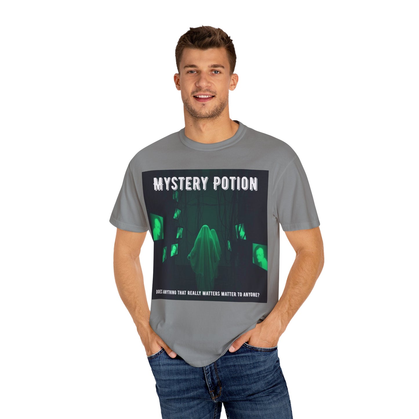 Mystery Potion Unisex T-Shirt | Ghostly Vibe | Perfect for Halloween, Gifts, or Casual Wear, Unique Tee, Spooky Apparel, Graphic Shirt