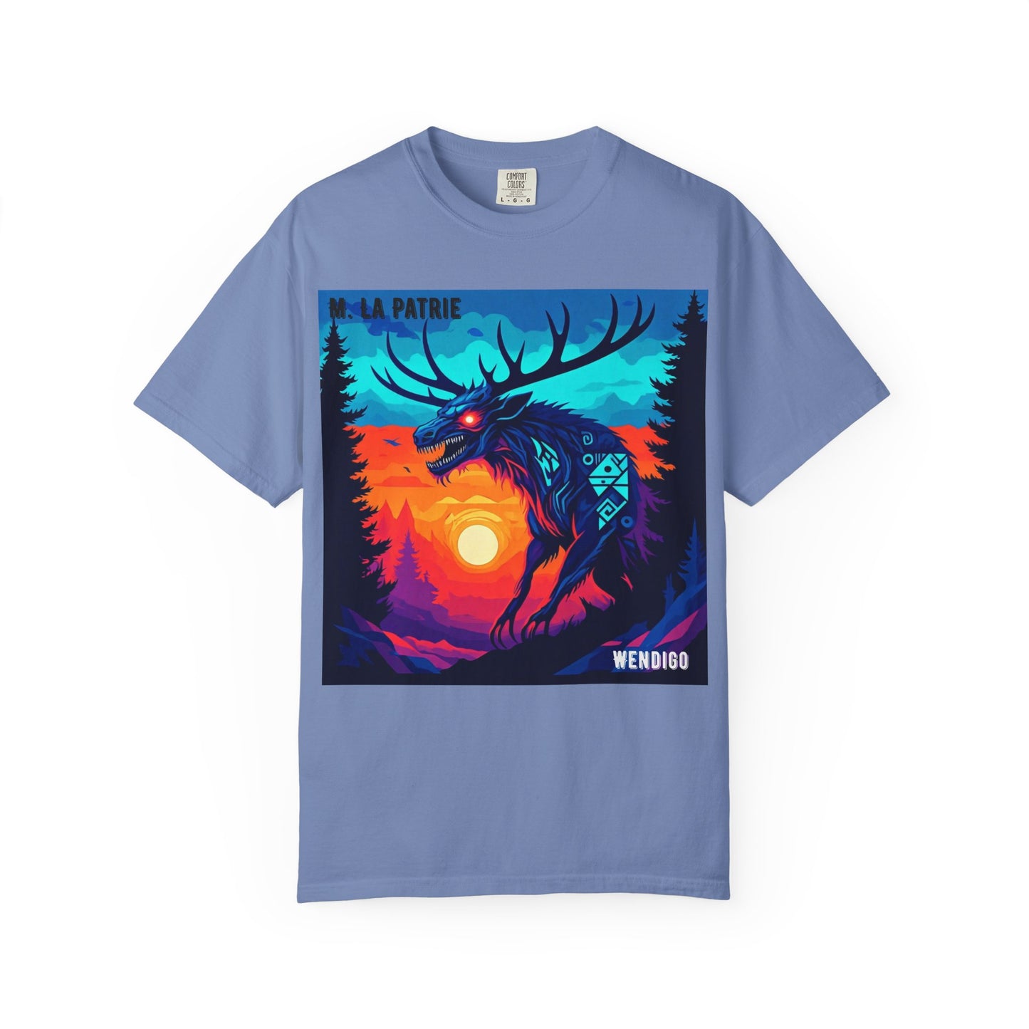 'Wendigo' par M. La Patrie, Vibrant First Nations Style Graphic T-Shirt, Unique Art Tee for Nature Lovers, Gift for Halloween, Cozy Casual Wear, Unisex Shirt