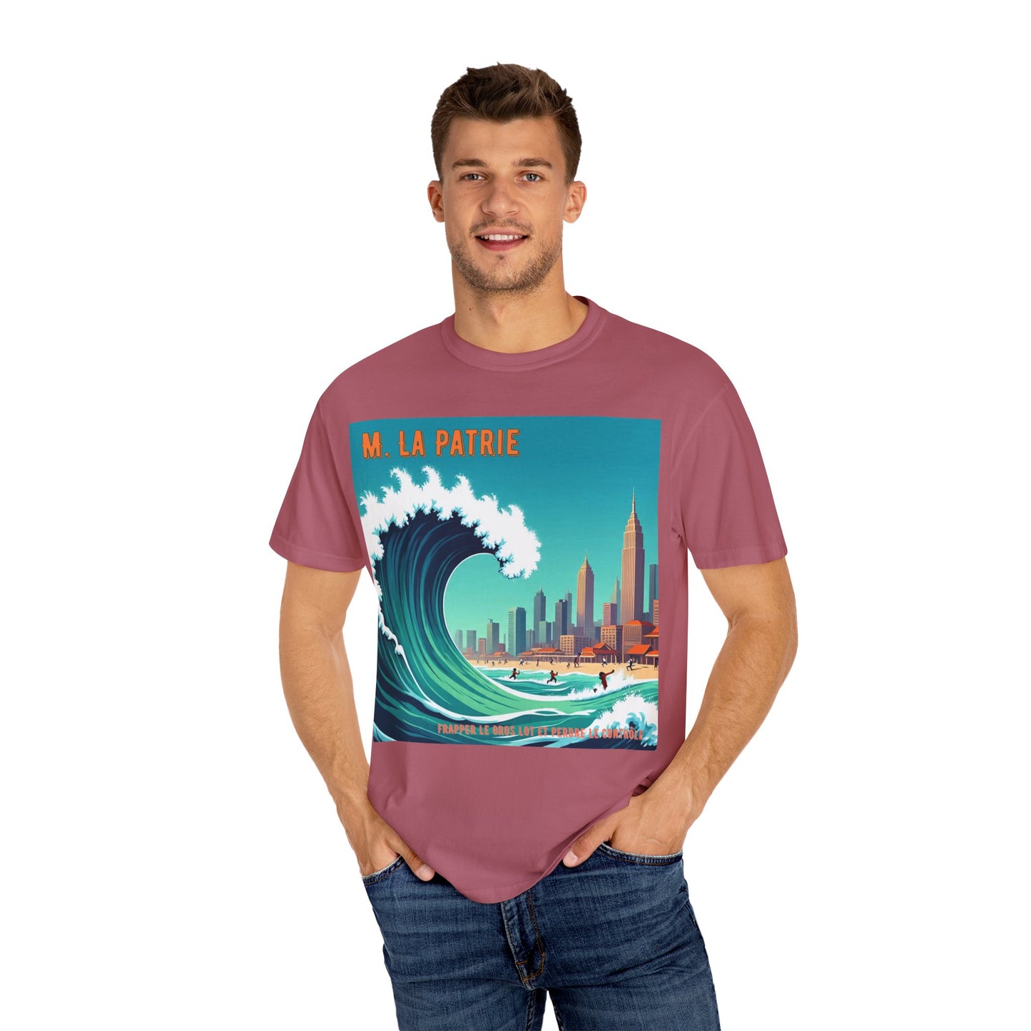 'Frapper Le Gros Lot et Perdre Le Contrôle' de M. La Patrie, Ocean Vibes Graphic T-Shirt - Summer Beach Wear, Casual Fashion, Beach Vacation Gift, Relaxed Fit Tee, Cool Graphic Shirt
