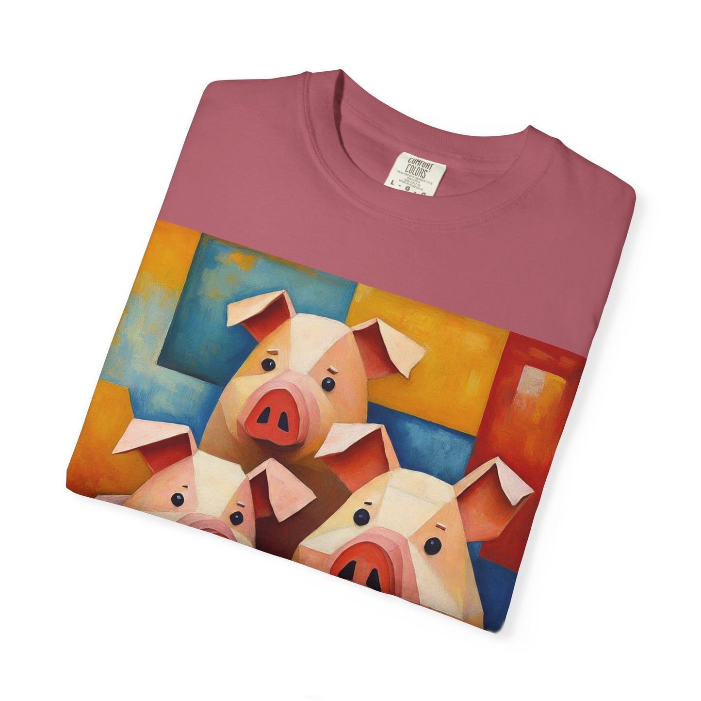 Pig Art T-Shirt, Funny Farm Tee, Animal Lover Gift, Unisex Graphic Tee, Cute Farmhouse Style, Casual Everyday Wear