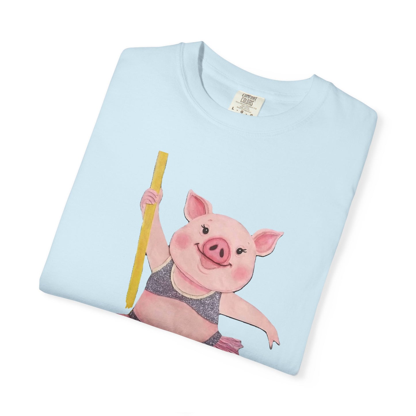 'Playful Pig' T-Shirt, Fun Graphic Tee, Animal Lover Gift, Unique Apparel, Funny T-Shirt, Cute Pig Shirt, Pole-Dancers and Pole Dancing Pig.