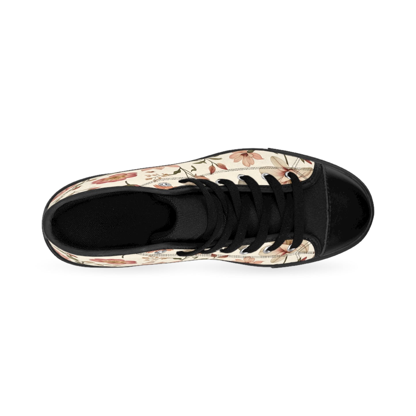 Floral Print High-Top Sneakers, Unique Floral High-Top Shoes, Trendy Casual Sneakers, Gift for Her, Spring Footwear