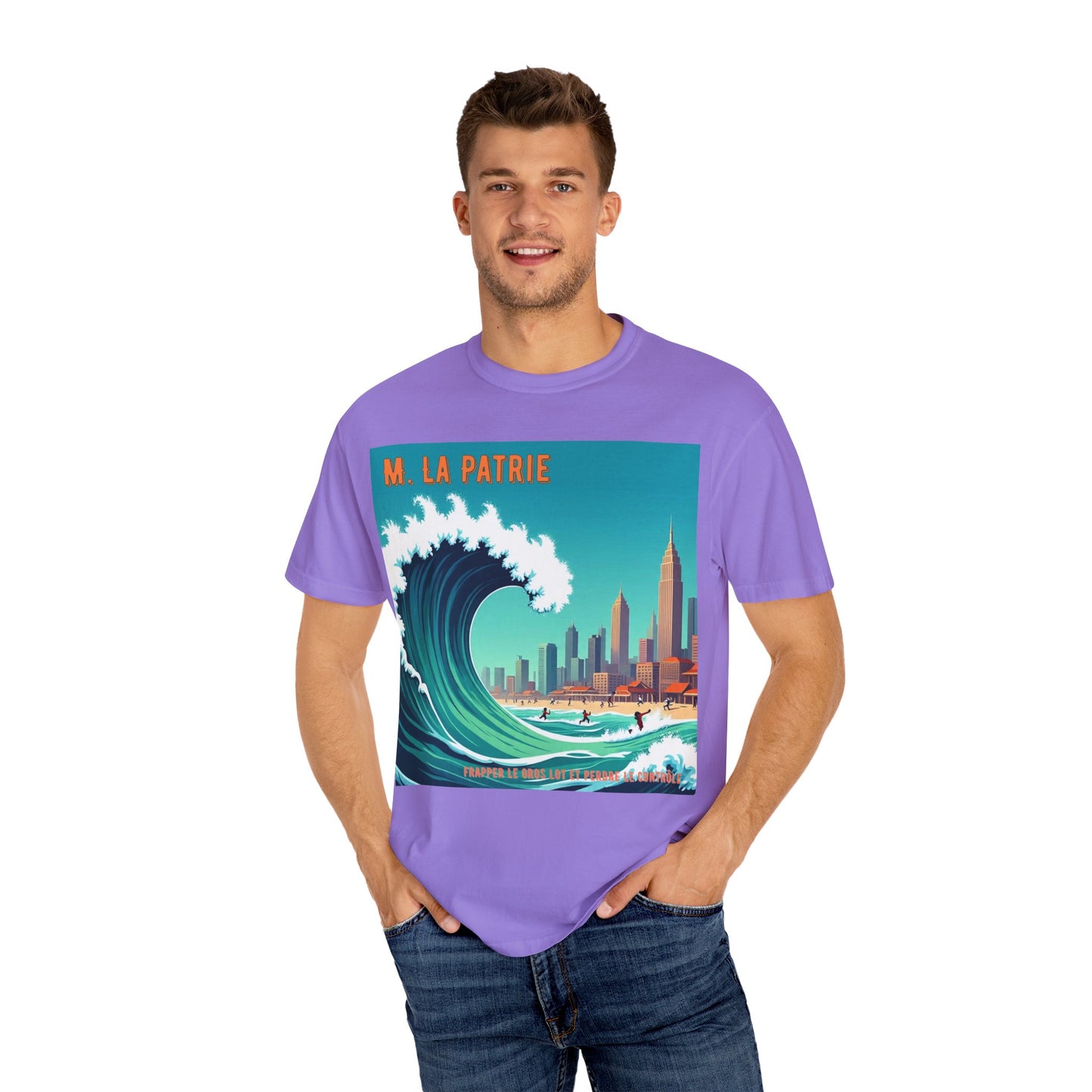 'Frapper Le Gros Lot et Perdre Le Contrôle' de M. La Patrie, Ocean Vibes Graphic T-Shirt - Summer Beach Wear, Casual Fashion, Beach Vacation Gift, Relaxed Fit Tee, Cool Graphic Shirt