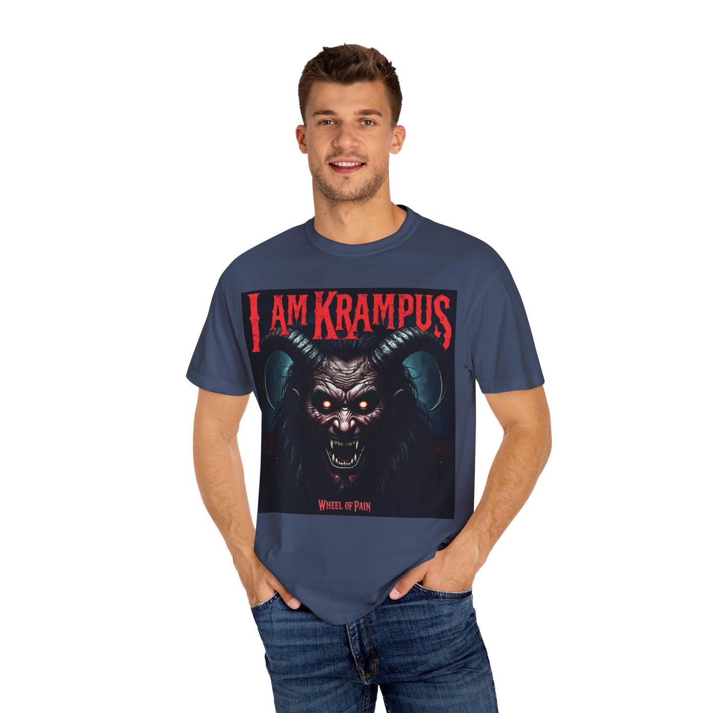 I Am Krampus Unisex Garment-Dyed T-Shirt | Spooky Graphic Tee for Christmas Horror Fans, Gifts, Party Wear, Festival Attire