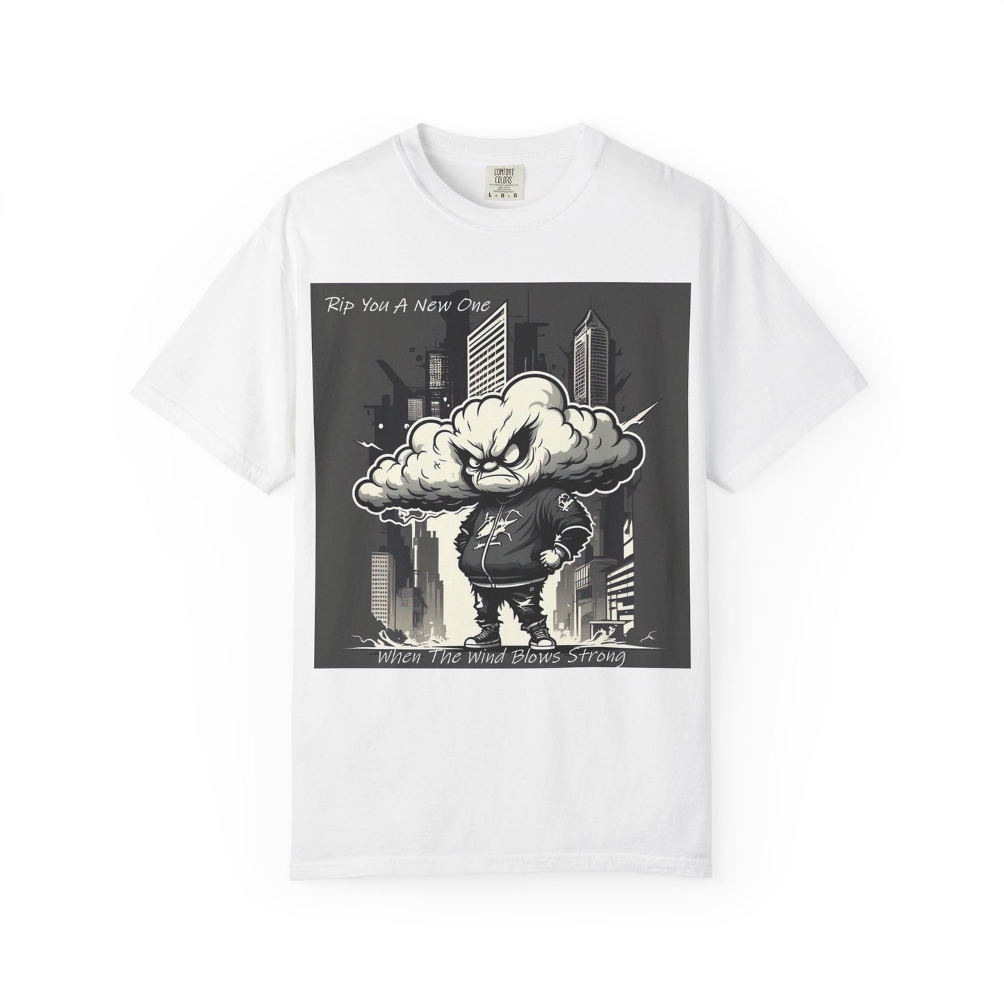 'When The Wind Blows Strong' by Rip You A New One, Urban Angry Cloud Graphic Tee, Cool Casual Wear, Street Style Unisex Shirt, Perfect Gift for Comics Lovers, Everyday Comfort