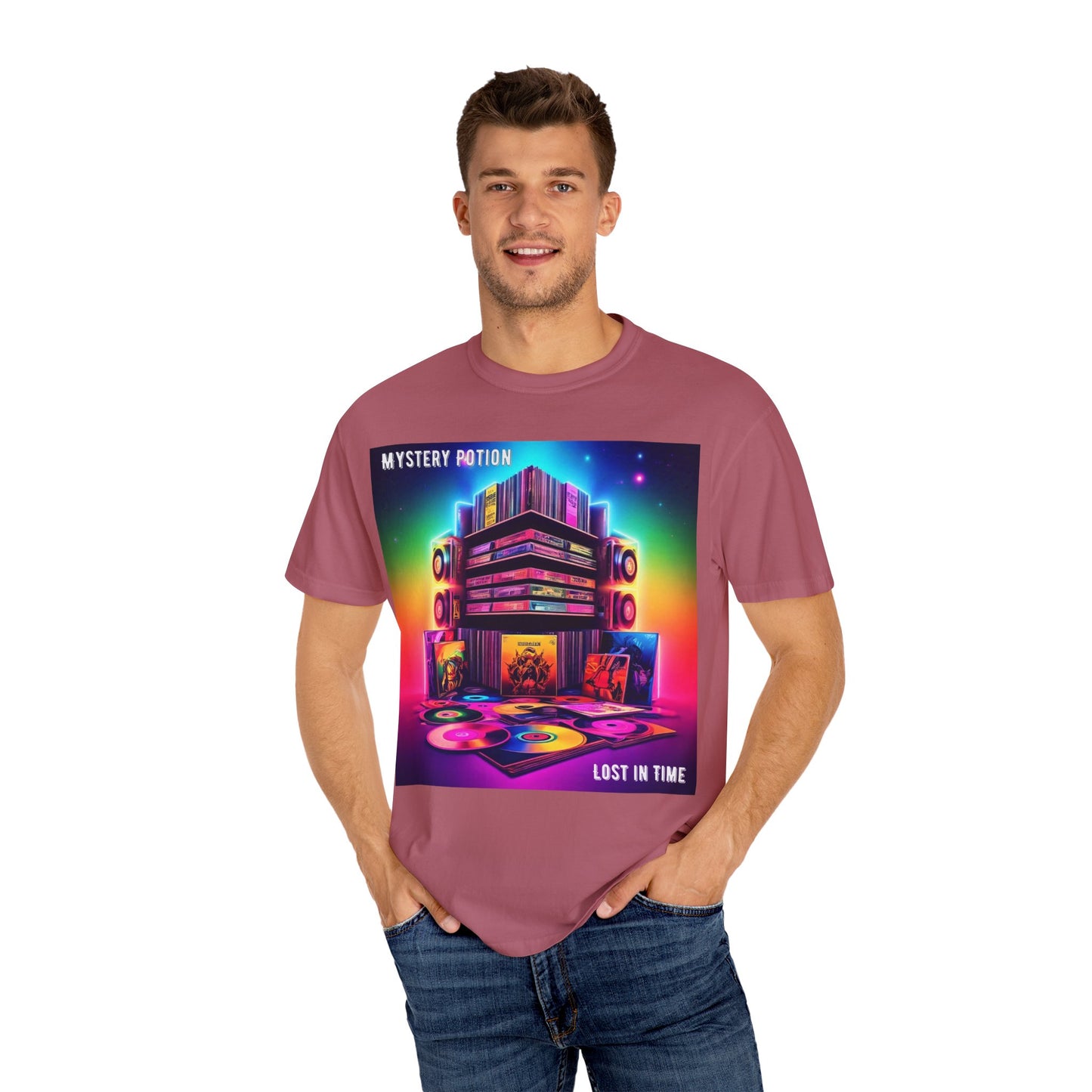 Lost In Time Vintage Vibe T-Shirt - Mystery Potion Graphic Tee, Unisex Casual Wear, Retro Music Lovers, Festival Apparel, Gift Idea