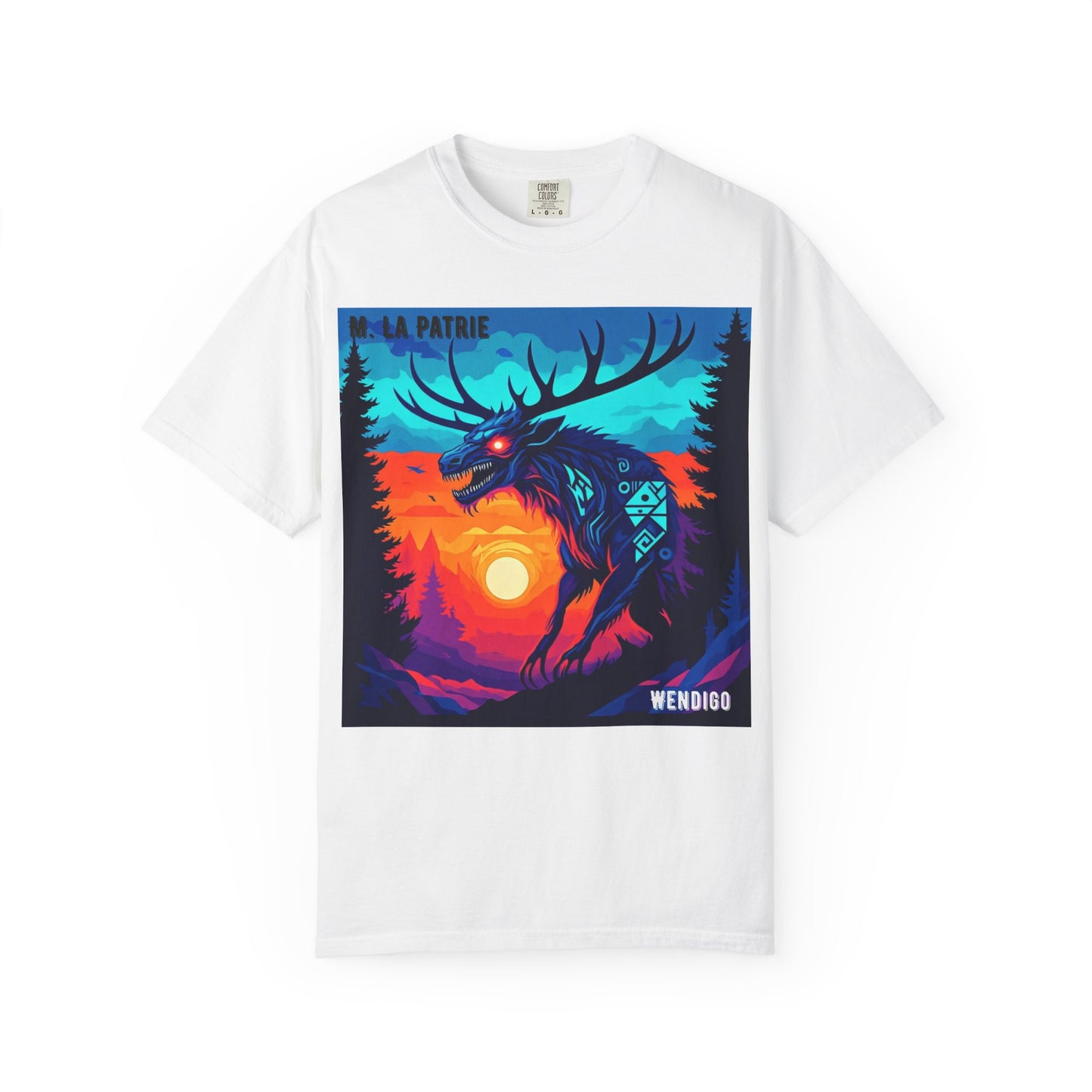 'Wendigo' par M. La Patrie, Vibrant First Nations Style Graphic T-Shirt, Unique Art Tee for Nature Lovers, Gift for Halloween, Cozy Casual Wear, Unisex Shirt
