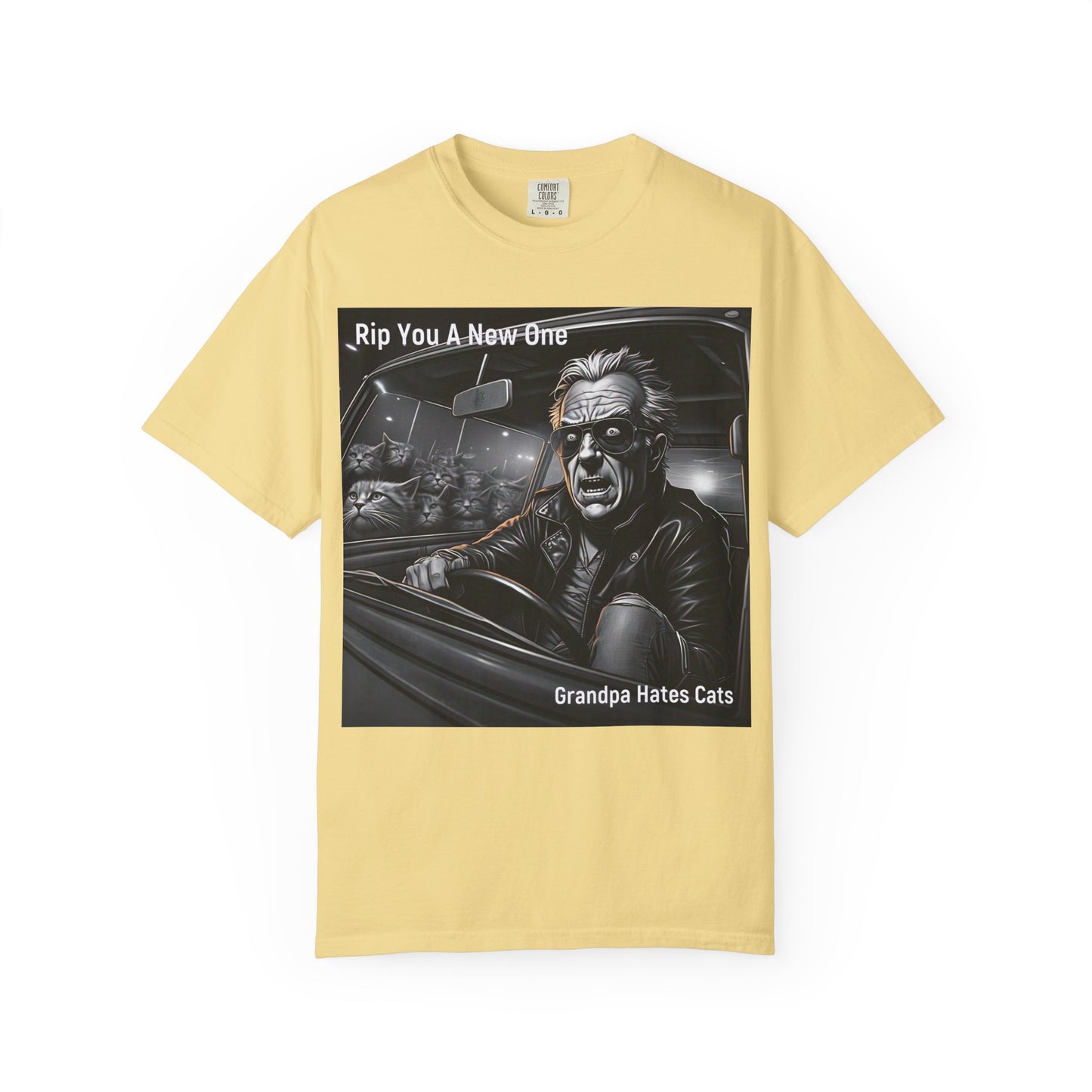 'Grandpa Hates Cats' by Rip You A New One, Humorous Cat Lover T-shirt, Vintage Graphic Tee Shirt, Funny Gift for Cat Owners, Unisex Casual Wear