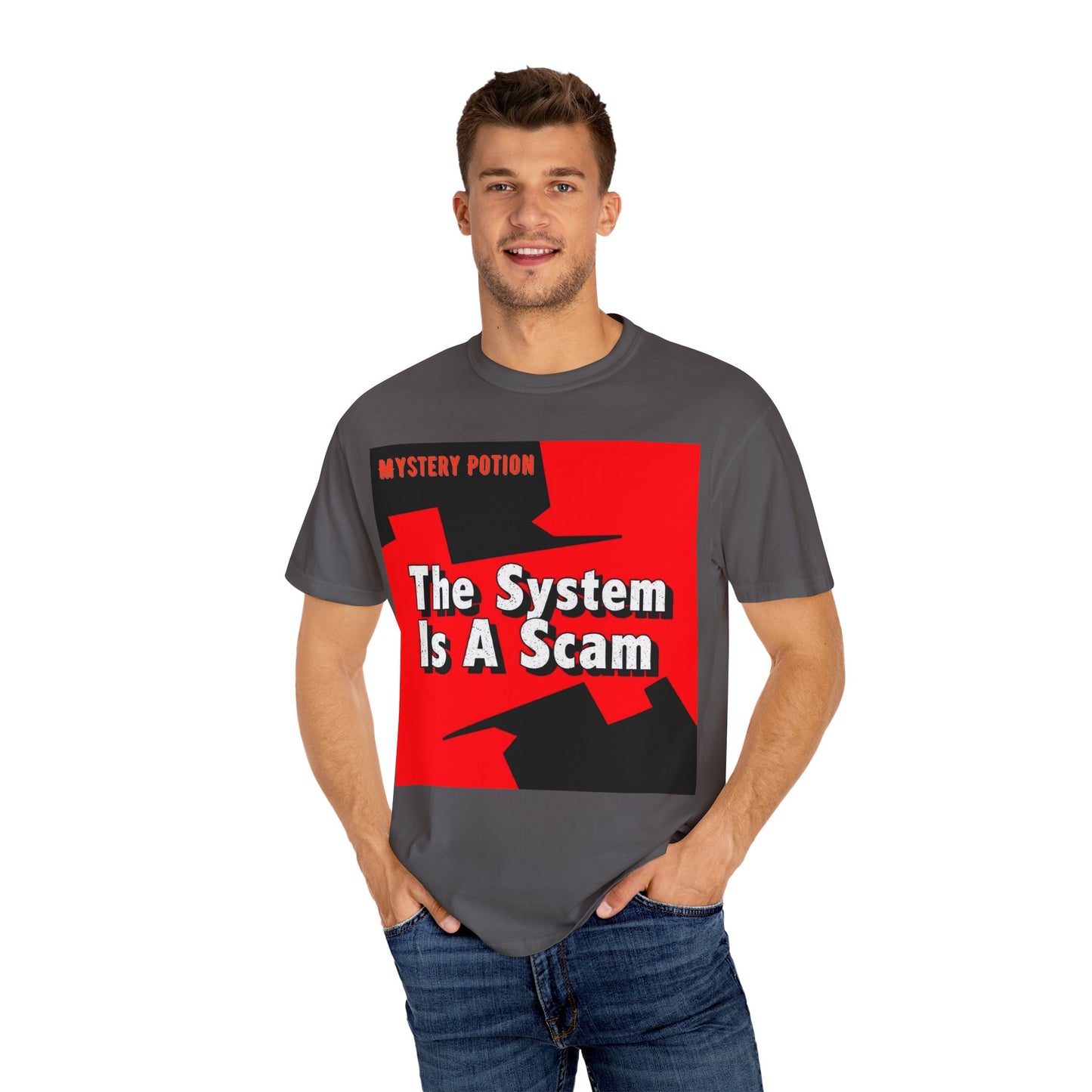 'The System Is A Scam' by Mystery Potion Unisex T-shirt, Casual Wear, Statement Tee, Gift for Activists, Trendy Apparel