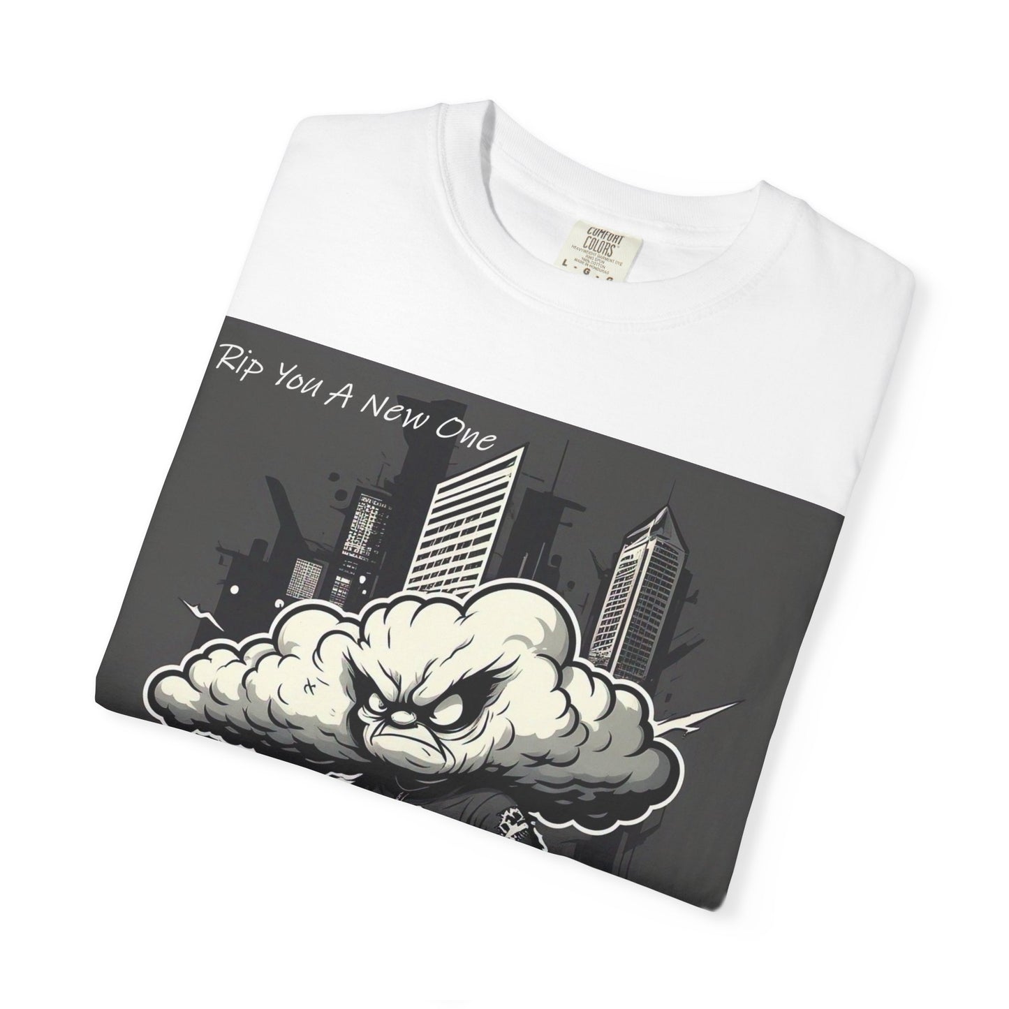 'When The Wind Blows Strong' by Rip You A New One, Urban Angry Cloud Graphic Tee, Cool Casual Wear, Street Style Unisex Shirt, Perfect Gift for Comics Lovers, Everyday Comfort
