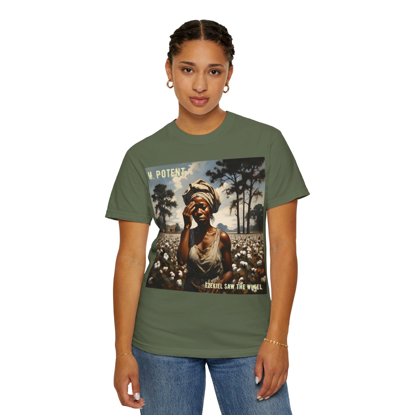 'Ezekiel Saw the Wheel' by M. Potent, Vintage-Inspired Unisex T-Shirt with Artistic Design, Casual Wear, Gift for Art Lovers, Music Events, Everyday Fashion