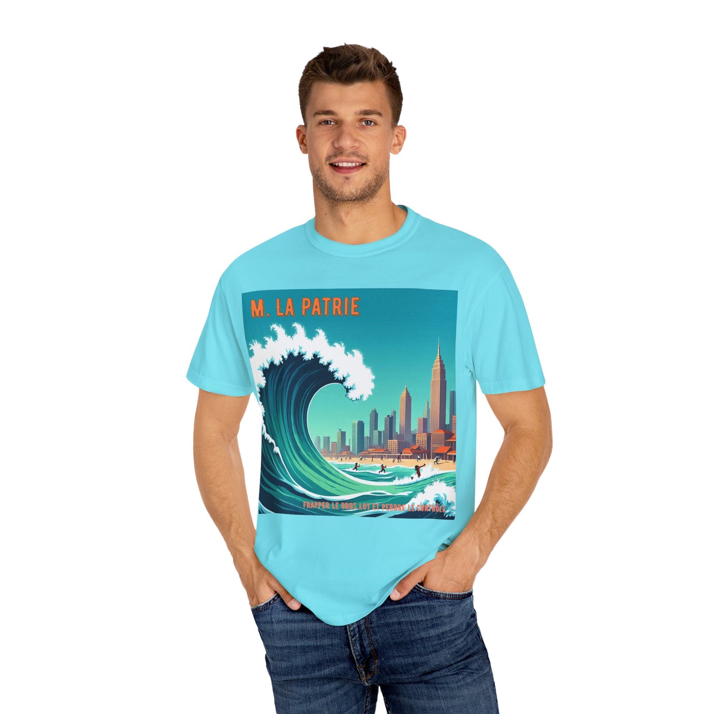 'Frapper Le Gros Lot et Perdre Le Contrôle' de M. La Patrie, Ocean Vibes Graphic T-Shirt - Summer Beach Wear, Casual Fashion, Beach Vacation Gift, Relaxed Fit Tee, Cool Graphic Shirt