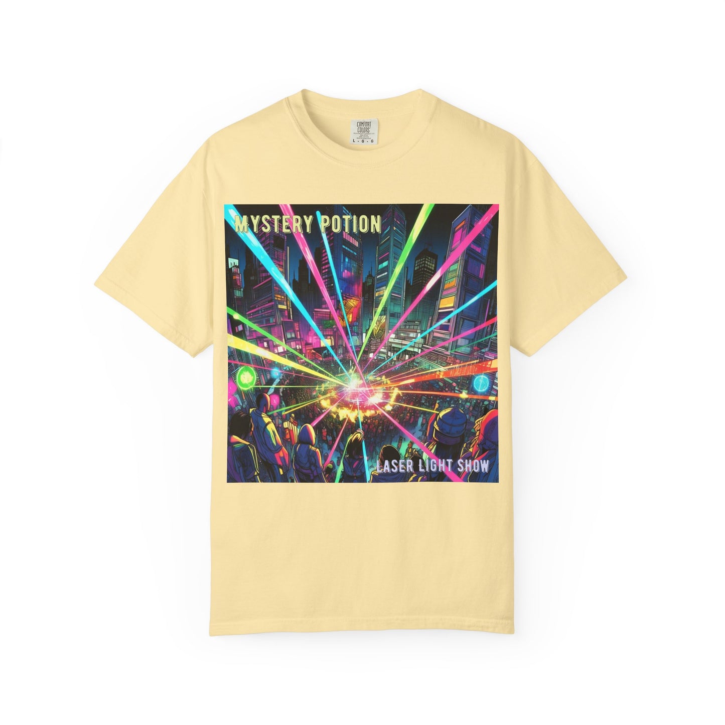 Mystery Potion Laser Light Show Tee, Unisex Graphic T-Shirt, Festival Wear, Concert Shirt, Party Outfit, Colorful Apparel
