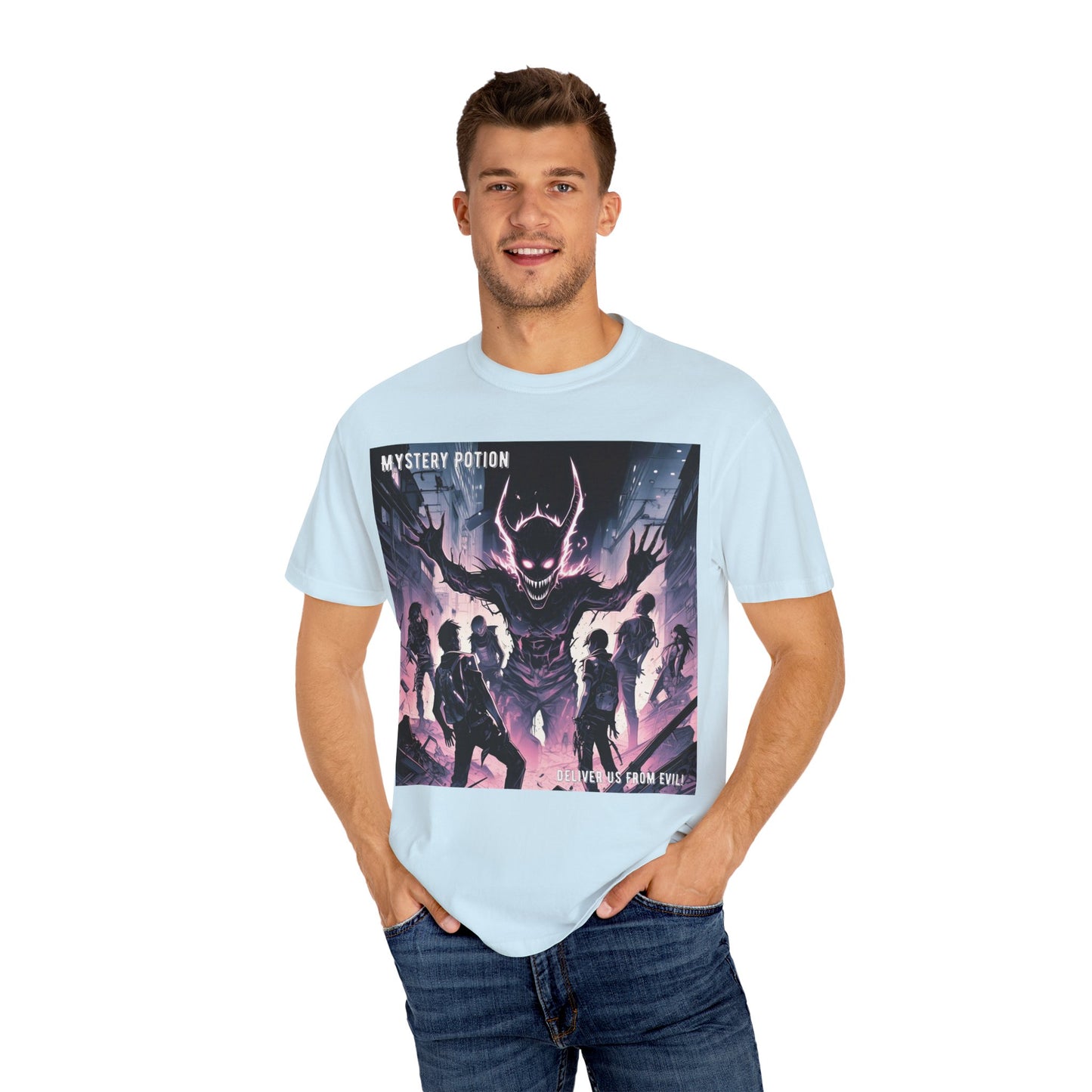 Mystery Potion Evil Satanic Graphic Tee, Unisex T-Shirt for Gamers, Cosplay Costume, Casual Wear, Unique Devilish Gift Idea