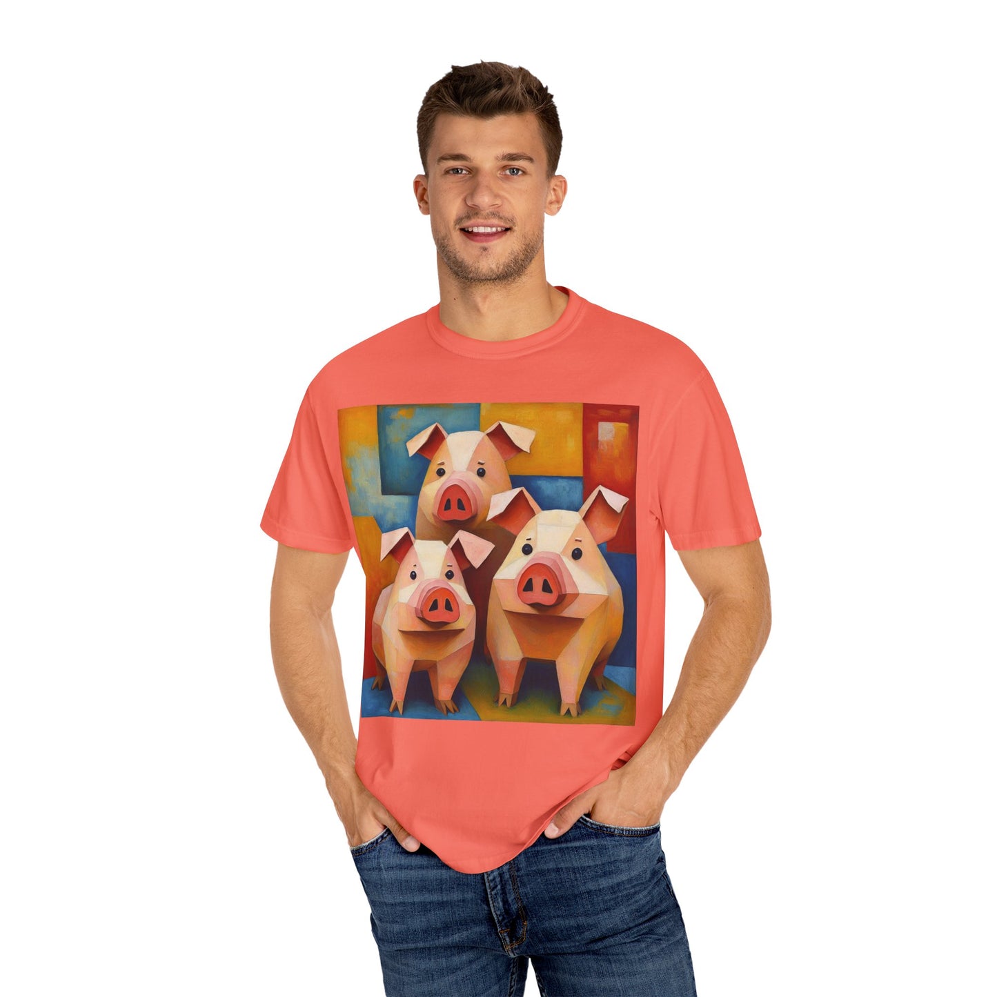 Pig Art T-Shirt, Funny Farm Tee, Animal Lover Gift, Unisex Graphic Tee, Cute Farmhouse Style, Casual Everyday Wear