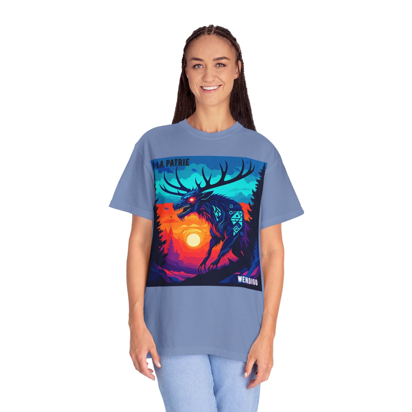 'Wendigo' par M. La Patrie, Vibrant First Nations Style Graphic T-Shirt, Unique Art Tee for Nature Lovers, Gift for Halloween, Cozy Casual Wear, Unisex Shirt