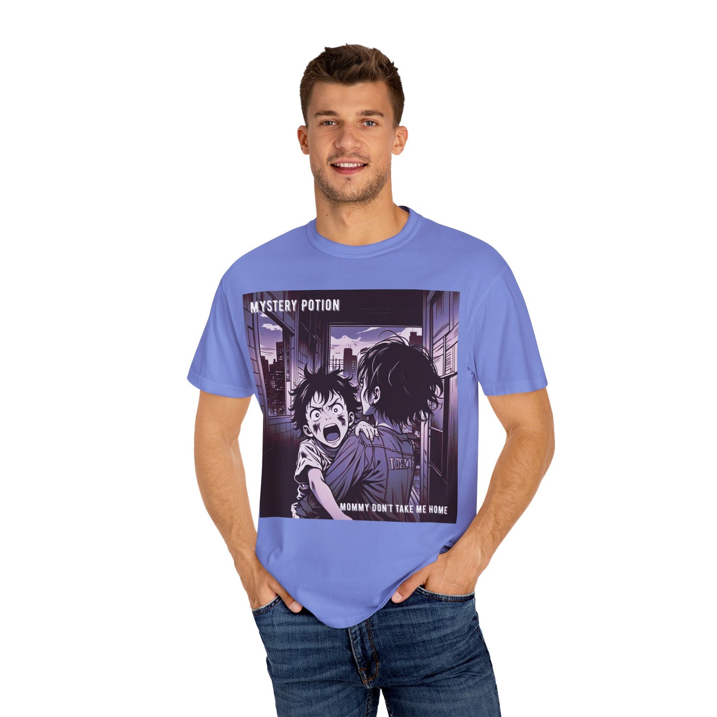 'Mommy Don't Take Me Home' by Mystery Potion, Unisex T-Shirt – Anime Graphic Tee, Casual Wear, Gift for Teens, Pop Culture Apparel, Unique Graphic Tee
