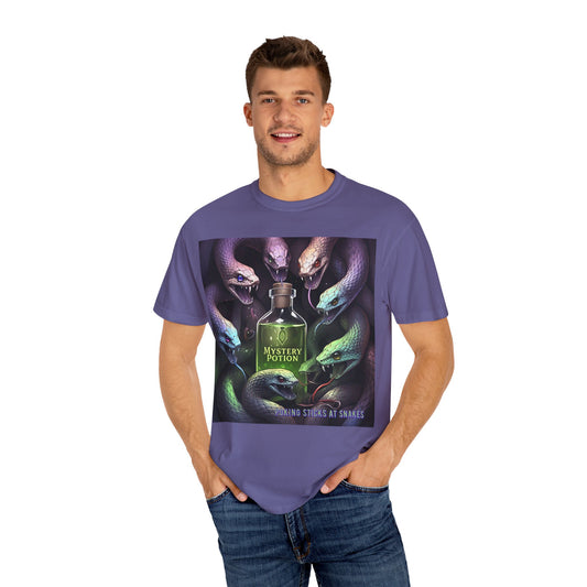 'Poking Sticks At Snakes' by Mystery Potion, Unisex T-shirt | Snakes Design | Perfect for Halloween, Gifts, Cozy Wear, Unique Apparel, Vintage Vibe